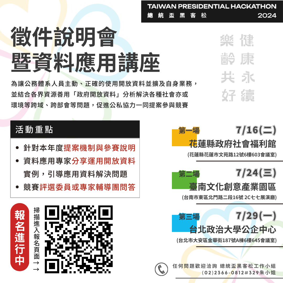 2024總統盃黑客松「徵件啟動記者會」及「徵件說 明會暨資料應用講座」活動